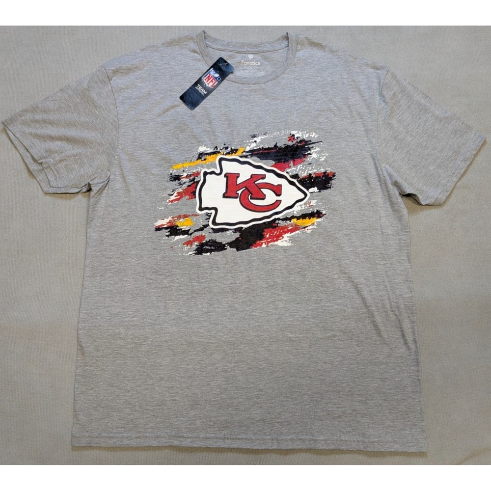 Kansas City Chiefs Shirt Mens XL Gray Fanatics Short Sleeve NFL New Football